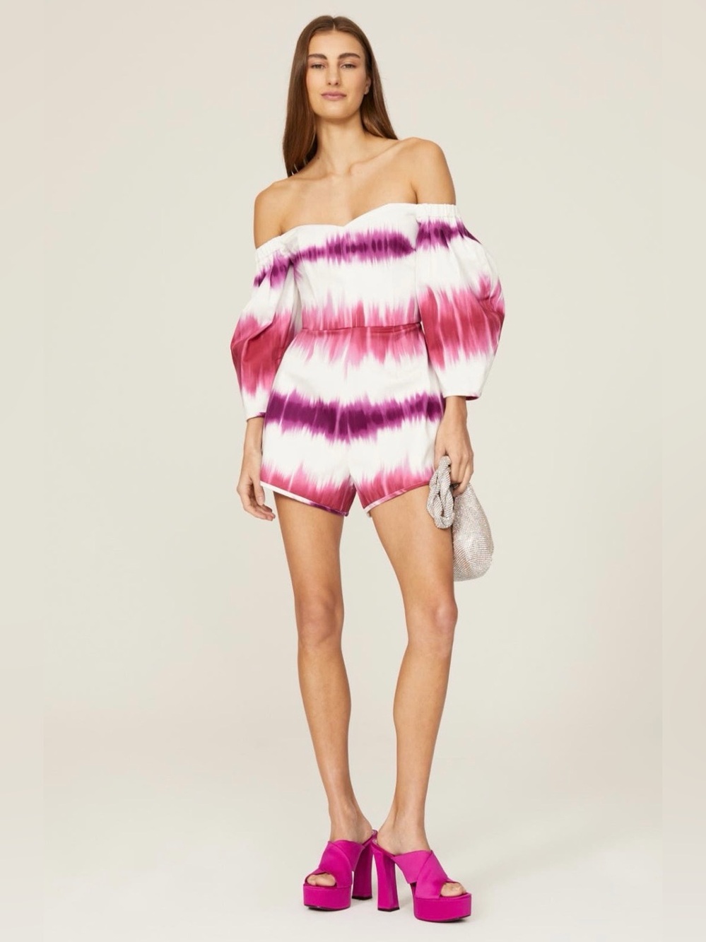 AMUR~Ariadne Off-The-Shoulder Tie-Dye Romper~Size 4~$428~